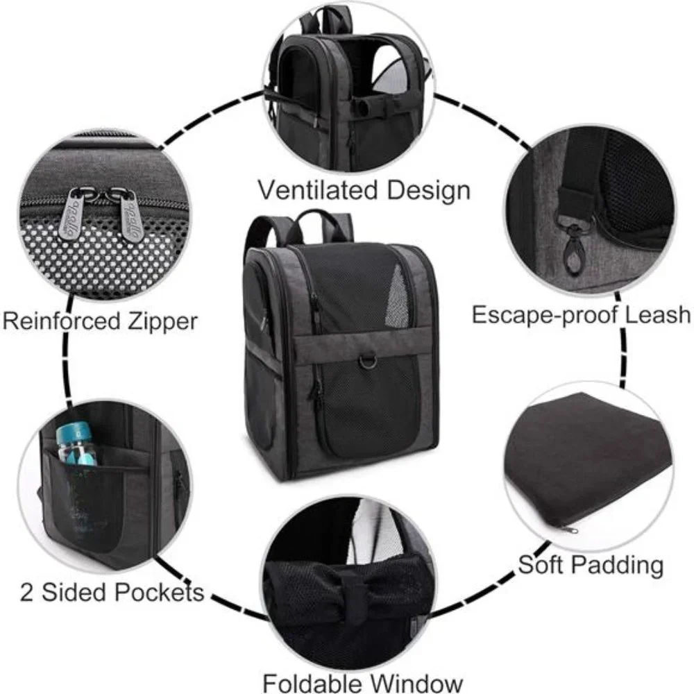 Pet Carrier Backpack for Large/Small Cats and Dogs, Puppies, Safety Features